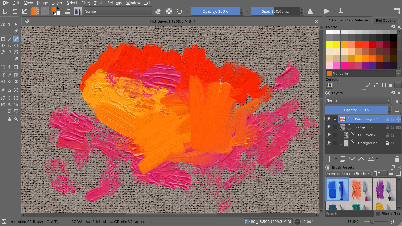 random brush strokes using brushes from the bundle